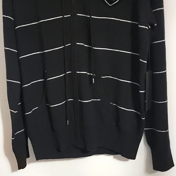 Nwt Ed Hardy Striped Zip Up Hoodie Sweater Wool Love Kills Slowly Skeleton Patch - Picture 6 of 9